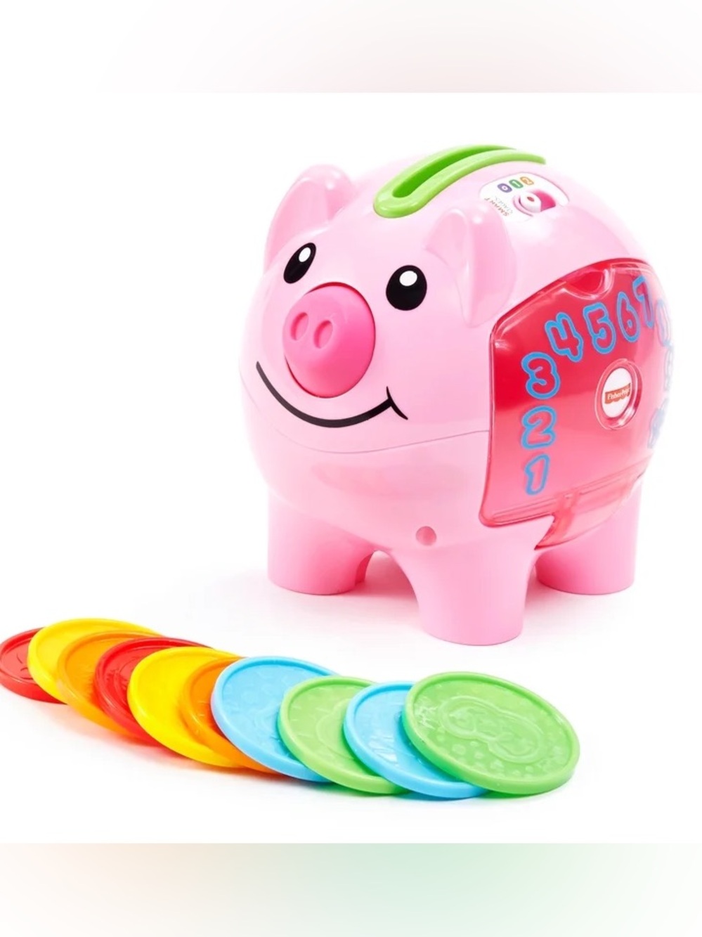 Fisher Price Pink Piggy Bank Toy with Sorting Coins - Kids Savings Toy